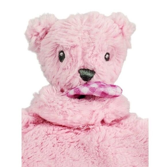 Kellytoy Baby Girl Lovey Security Blanket Pink Bear Gingham Plaid Knotted Small - Picture 2 of 8